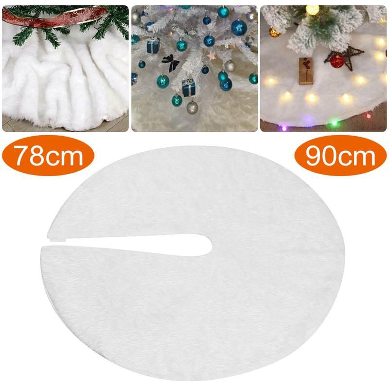 

Christmas Tree Skirts 78/90cm faux fur White Plush Silver Snowflake Christmas Tree Mat Skirt Xmas New Year Decorations