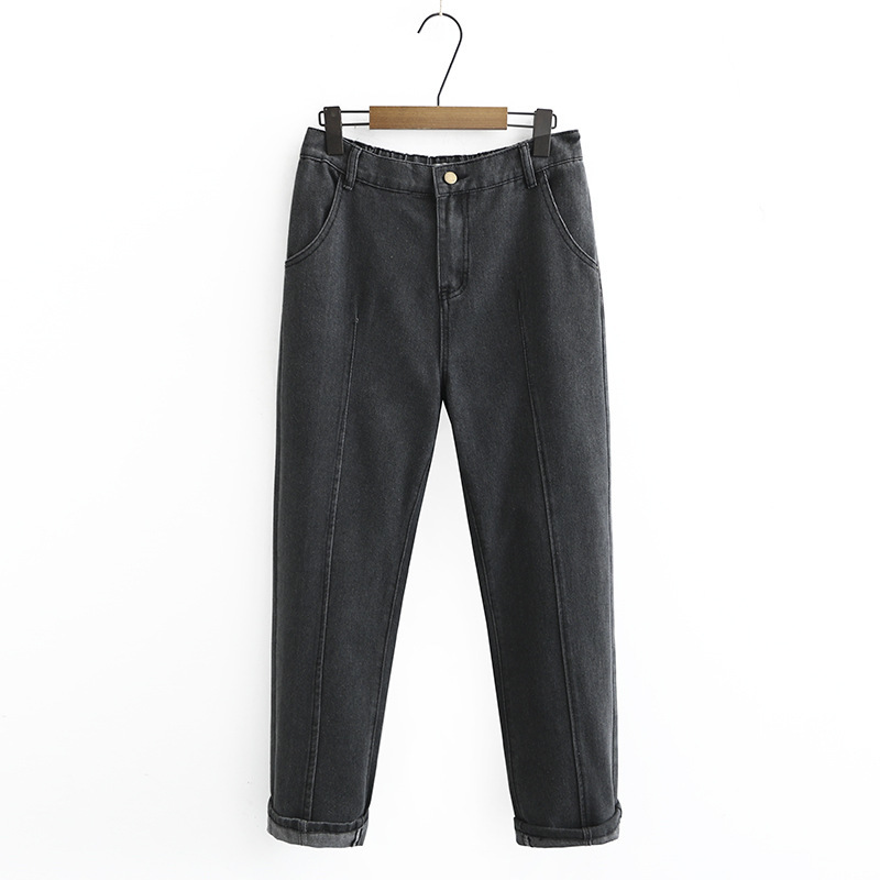 

4xl Plus Size Black Gray Brem Women's Casual Waistband Long Denim Bla1, Blue