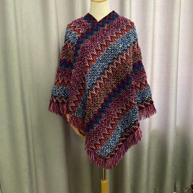 

Spring and autumn national wind cloak shawl knitted hedging mohair fringed scarf female long shawl to keep warm