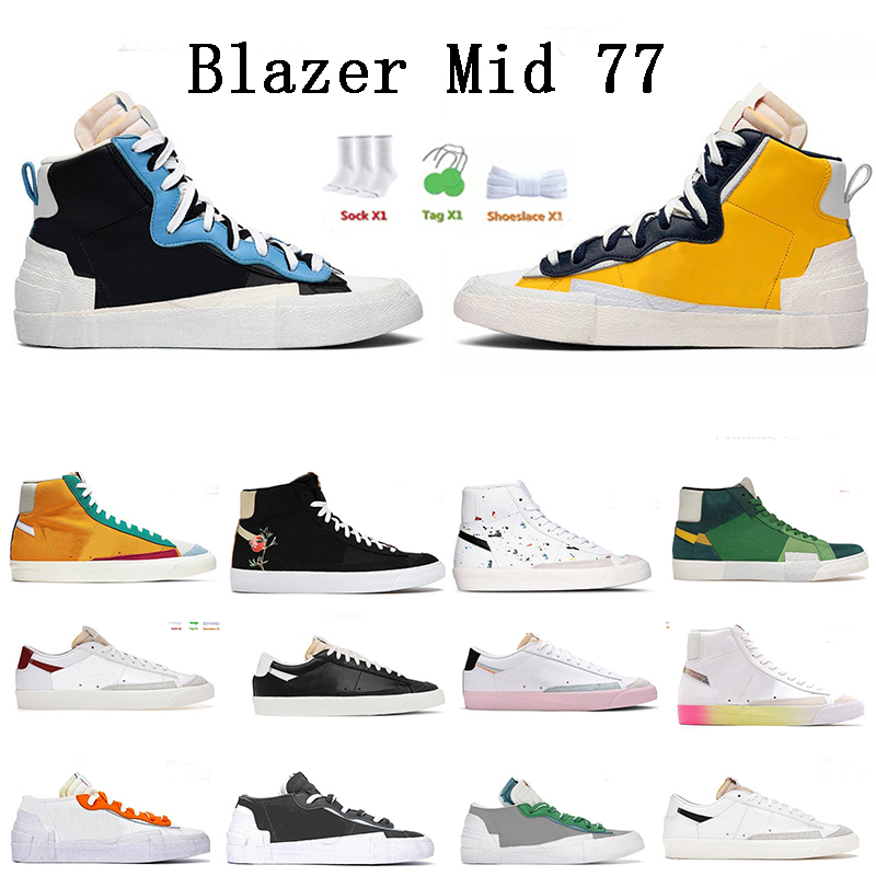 

blazer mid 77 vintage low men women casual shoes Black White Multi Color Pink Foam Pacific Blue Kumquat Mosaic mens trainers platform sneakers free gift, 30
