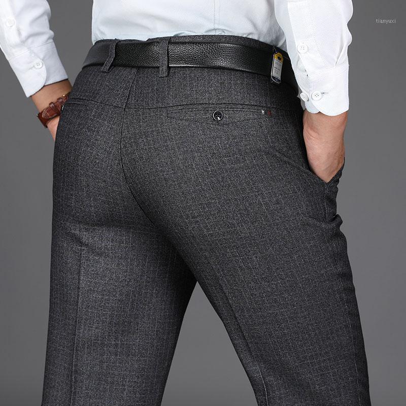 

Men's Pants Wholesale- Autumn Winter Men's Casual Business Thick Stretch Man Trousers Loose Straight Heavyweight Pantalon Homme Suit, 9918