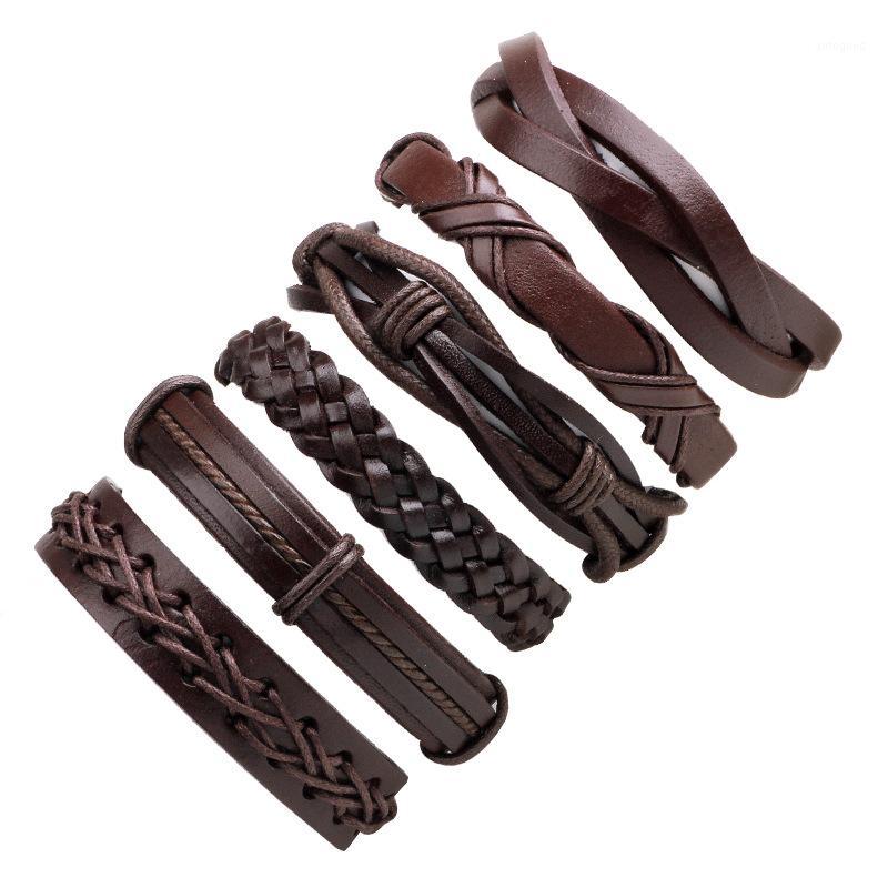

Charm Bracelets Vintage Black & Brown Braided Wrap Rope Leather Fashion Handmade Adjustable Bangle Wristband Unisex Jewelry1
