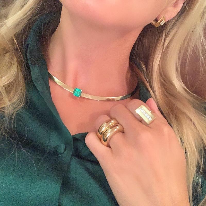 

Chokers Colorful Square Birthstone Gold Color 4mm Herringbone Snake Chain Women Choker Necklace 2021