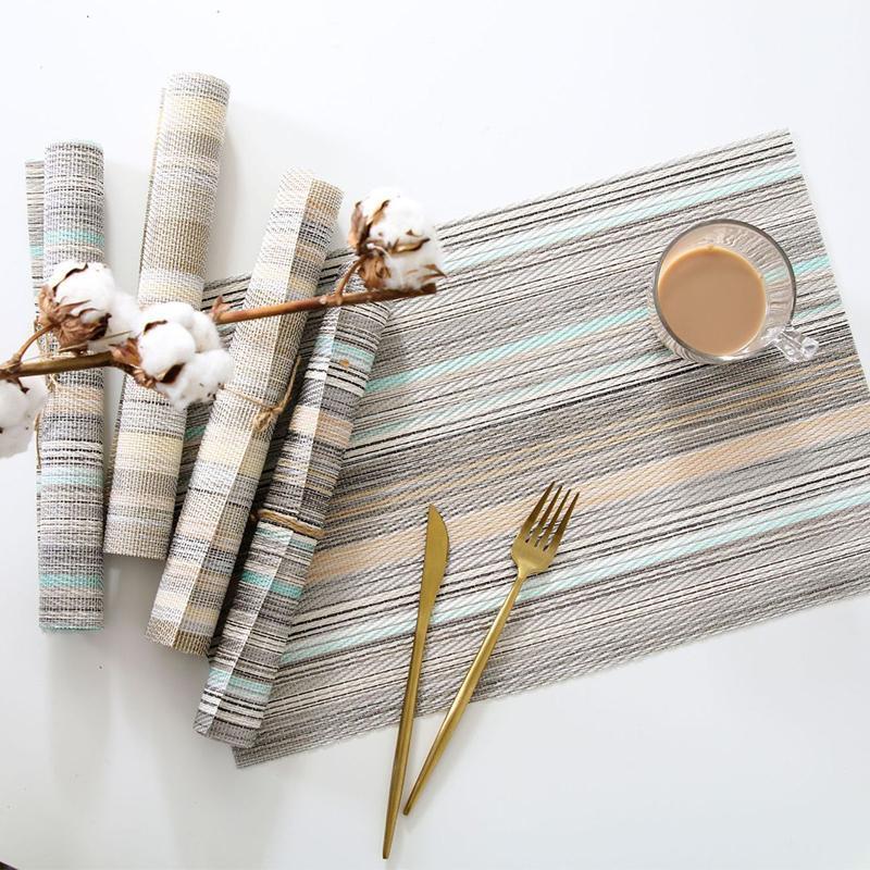 

Decorations PVC Washable Placemats Dining Table Mat Antislip AntiOil Waterproof Kitchen Accessories Cup Wine Pad1