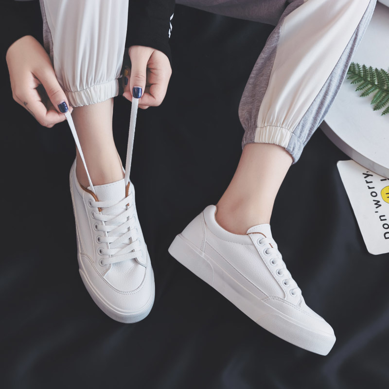 

2021 The New Women Leather Spring Trend Women's New Fashion White Comfort Vulcanized Shoes Xko5