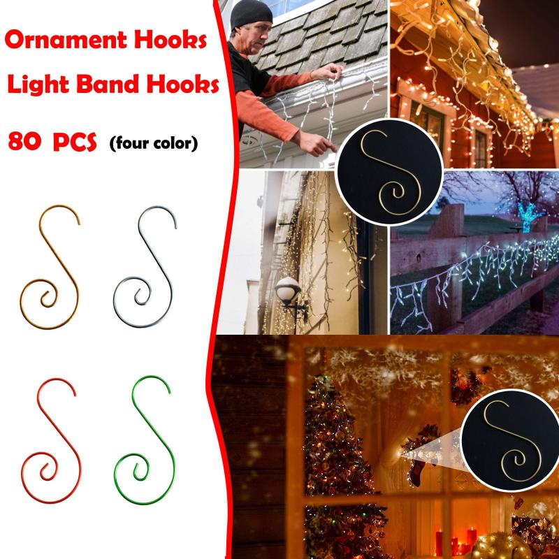 

80 Pcs Ornament Hooks - Light Band Hook Decorating Metal Wire Hangers For Deco Household Party Decoration Supplies#40