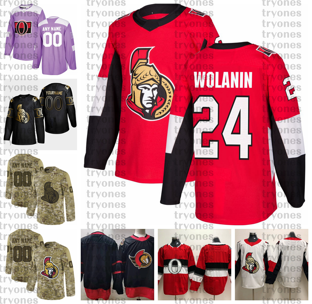 

2021 Customize 24 Christian Wolanin Ottawa Senators Jerseys Golden Edition Camo Veterans Day Fights Cancer Custom Stitched Hockey Jerseys, Yellow