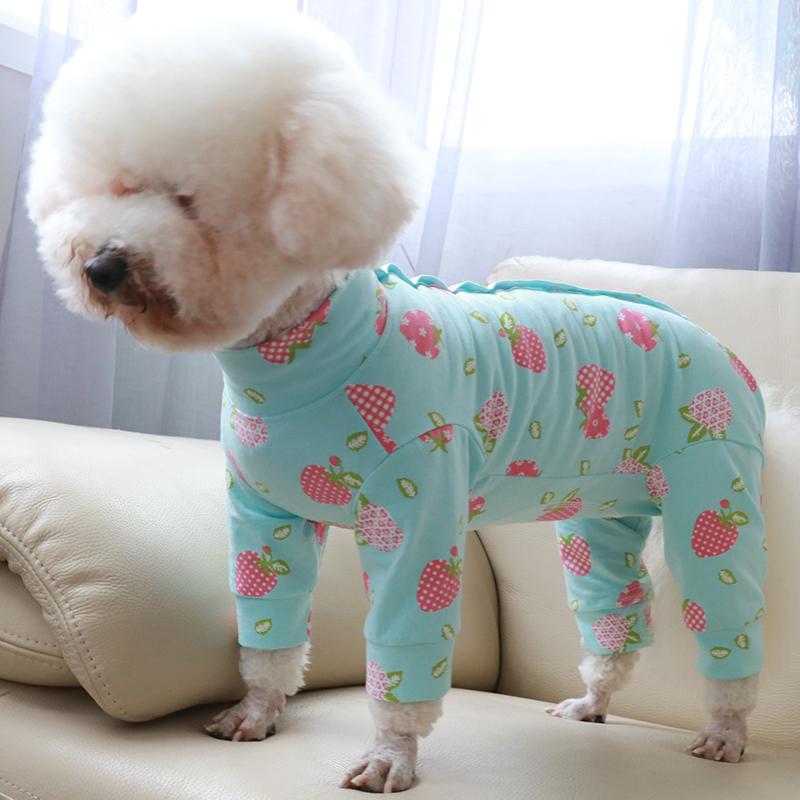 

Pet Dog Jumpsuit 100%Cotton Thin Printed Overalls For Small Dogs Protect Belly Pajamas Puppy Clothes Chihuahua Poodle Sweatshirt, Sky blue