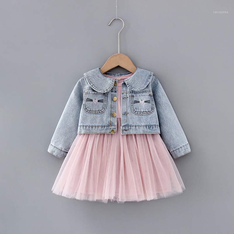 

2020 Cowboy Jackets Lace Dress for Girls Dress Sets Baby Girl Suit Girls Clothing Sets Long Sleeve Girl Kids Clothes1, Ah650gary