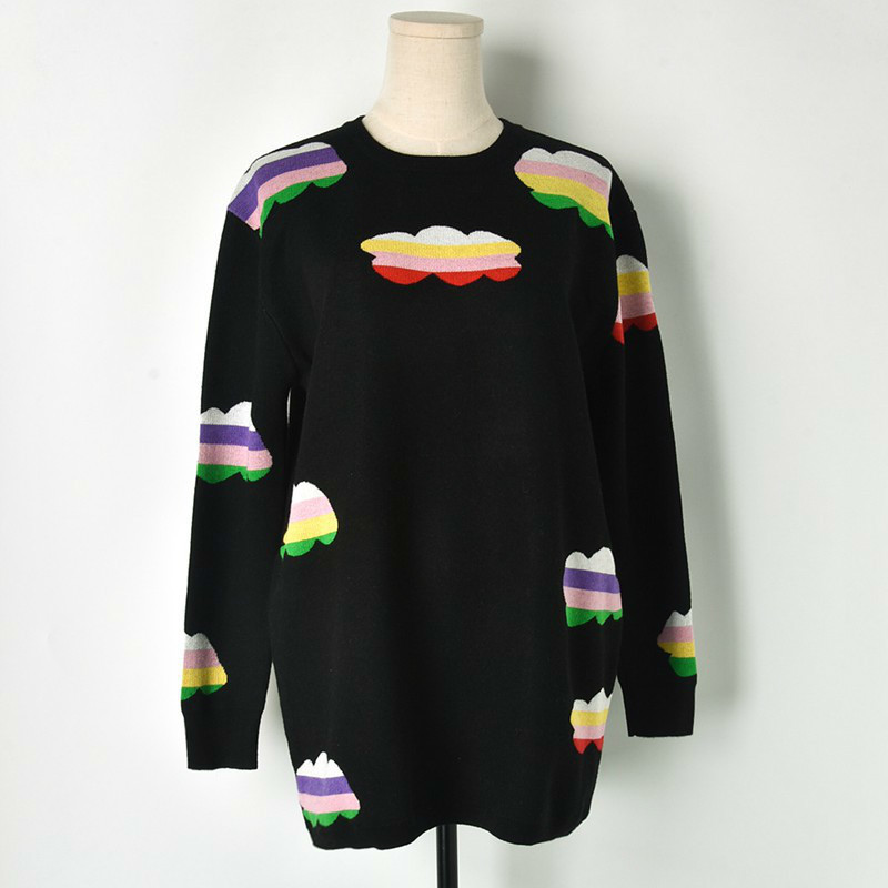 

Long Bluffs Mode of Beautiful Women in Designs Cloud Drop Top Female Casual Pullover Jumper Party From Outerwear High End 3071, Black