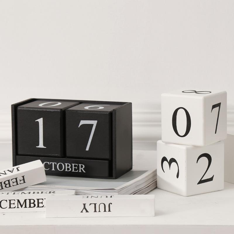 

Wooden Calendar Decoration Ornaments Nordic Creative Morandi Color Net Red Shop Living Room Restaurant Clothing Store Decoration