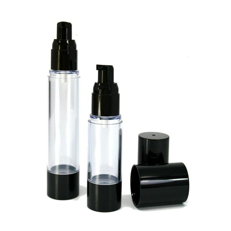 

15ml 30ml 50ml Clear Airless Bottle with Black Pump Refillable Lotion and Gels Dispenser Travel Container 10pcs/lot P001
