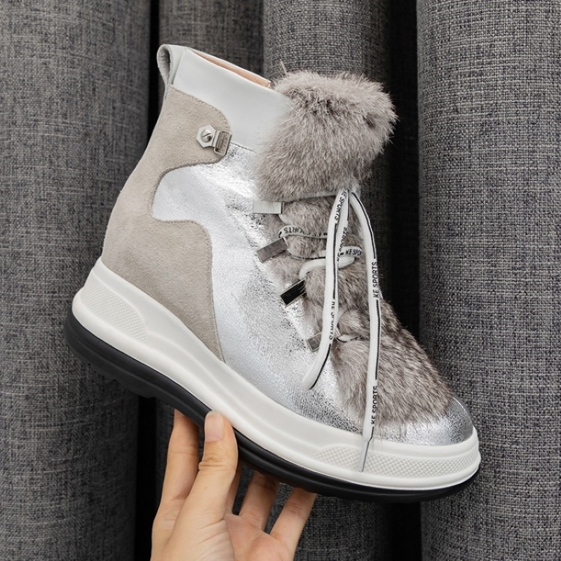 

2021 Women's Plus Size Cow Suede + Wool Lining Hot Cyberstar Russian Snow Boots Winter GH4P, Silver-winter.