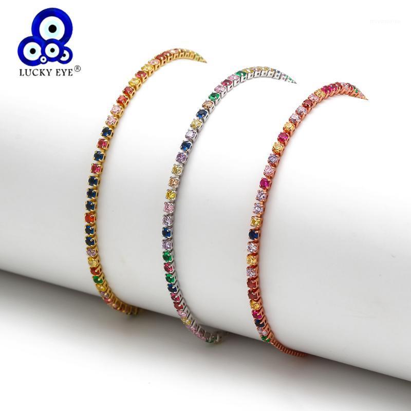 

Lucky Eye Colorful Cubic Zircon Bracelet Rose Gold Silver Color Chain CZ Bracelet Adjustable Jewelry for Women Female EY66091