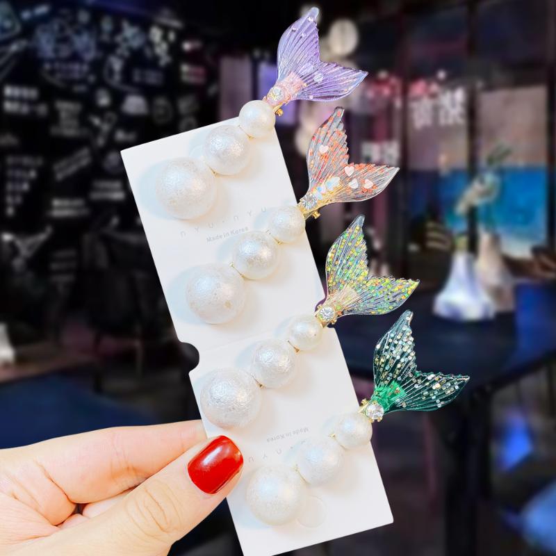 

New Women Girls Cute Pearls Fish Tail Barrettes Sweet Hair Clip Hair Ornament Hairpins Fashion Accessories