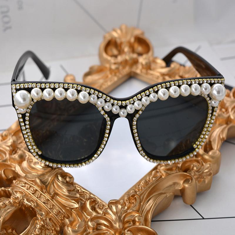 

Sunglasses Catwalk Sand Beach Night Club CatEye Diamond Rhinestone Pearl Square