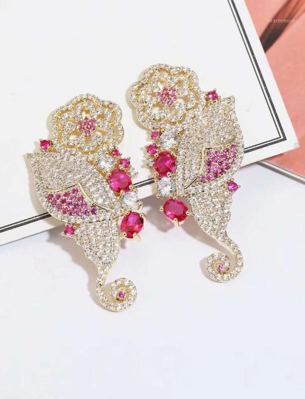 

Europe and the United States heavy industry micro zircon two color series flowers butterfly light Earrings personality ex1