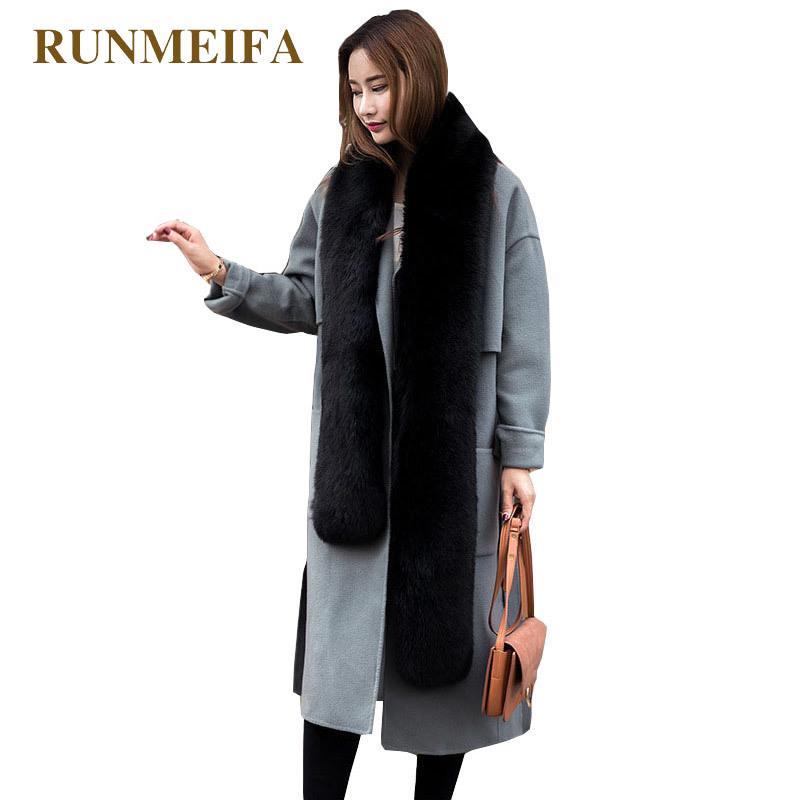 

RUNMEIFA Solid Color Simulation Fox Fur Pashminas For Women Winter Warm Scarf Collar Shawl Wraps Female Stole Noble Fur Scarves 201216