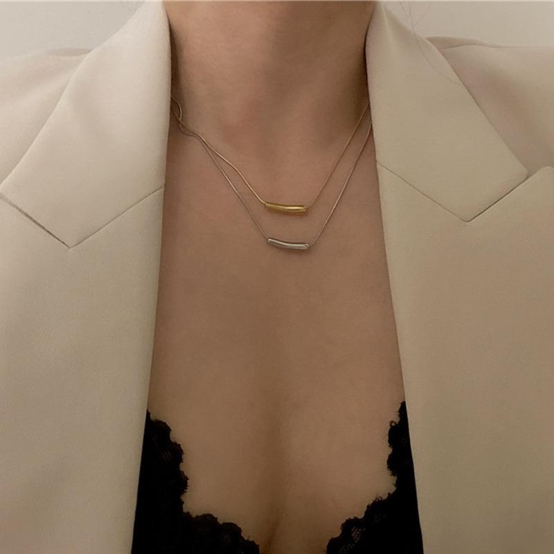 

Wearing 2020 New Hot Kpop Retro Titanium Steel Geometric Necklace Metal For Women JeweleryOL Wind Accessories Wholesale