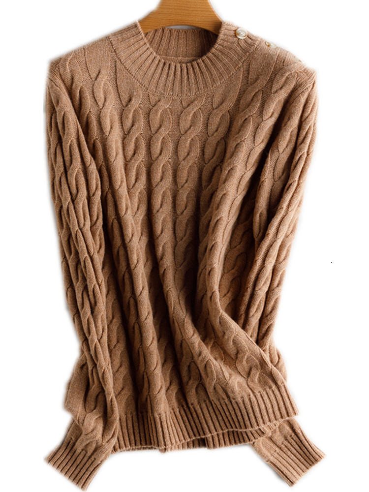 

2021 New High-necked half-neck sweater ladies sheer wool twist pattern Autumn and most recent winter 07BS, Dark grey