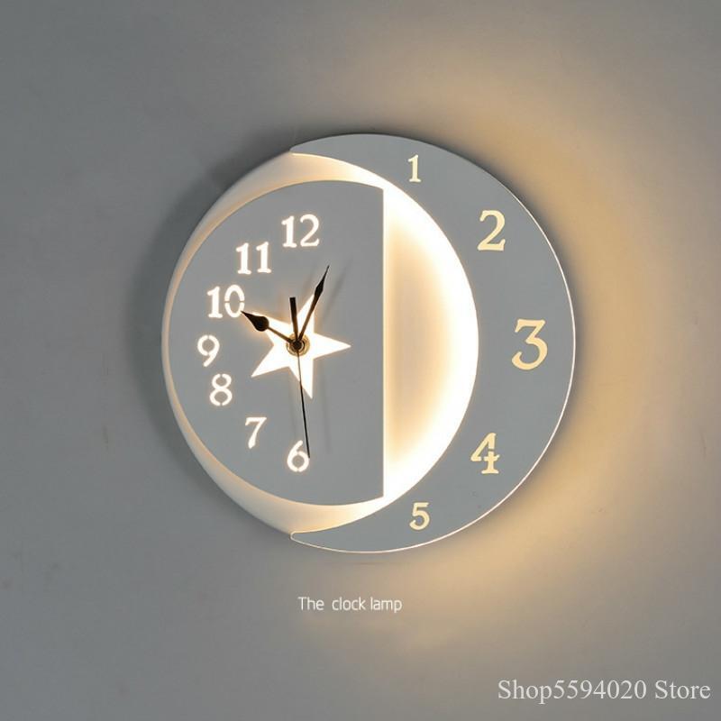 

New Led Acrylic Clock Wall Lamp Bedroom Modern Simple Stairway Balcony Children's Room Bedside Lamp Modern Wall Light Sconce