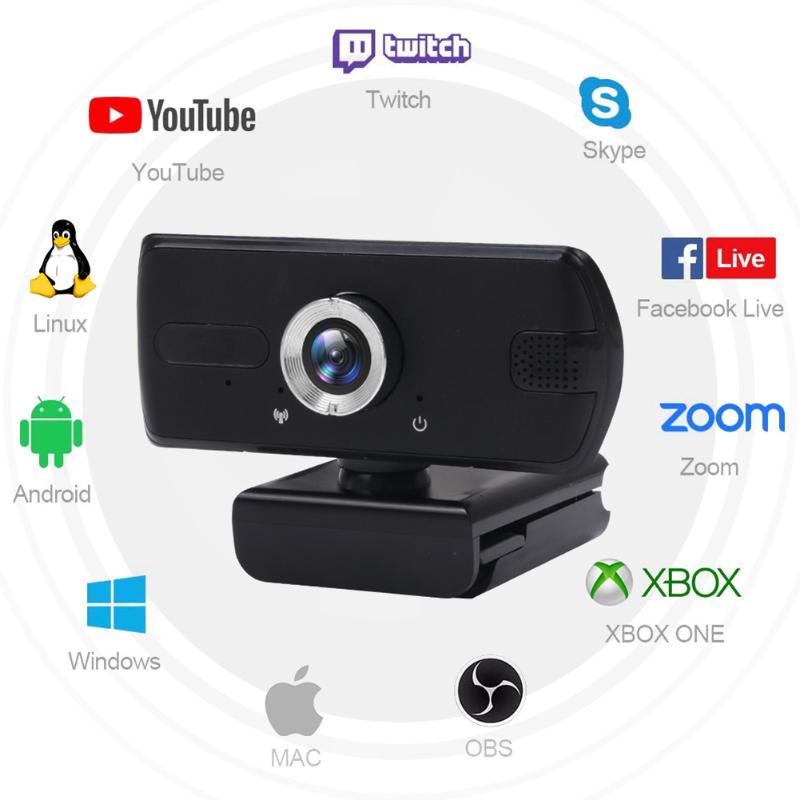 

HD 1080P Webcam with Built-in Mic Auto-focus Webcams for Desktop Computer Laptop Gaming Video Calling VDX99
