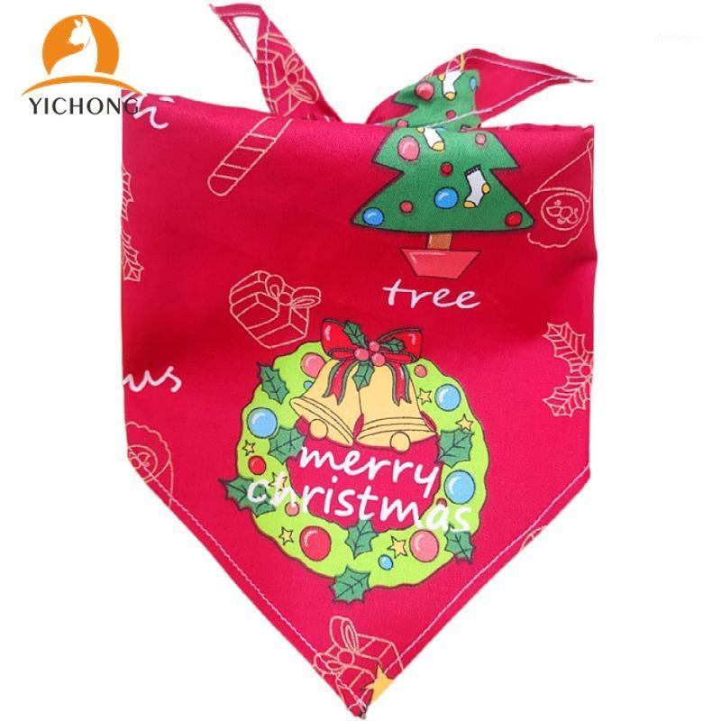 

YICHONG Christmas Party Decoration Pet Saliva Towel Dog Triangle Scarf Cotton Printed Cat Scarf Neck Pet Accessories YC2561