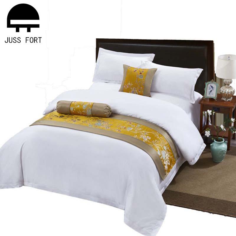 

High-end Five-star hotel duvet covers Bedding Set Solid color 60S Satin Quilting Quilt Cover Bed sheet pillowcase 3/4 Pcs sets, White