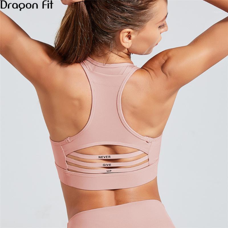 

Dragon Fit Workout Tops For Women Fitness Yoga Top Patchwork Mesh Sports Bra For Women Gym Letter Print Cross Back Sports Bra1, Black