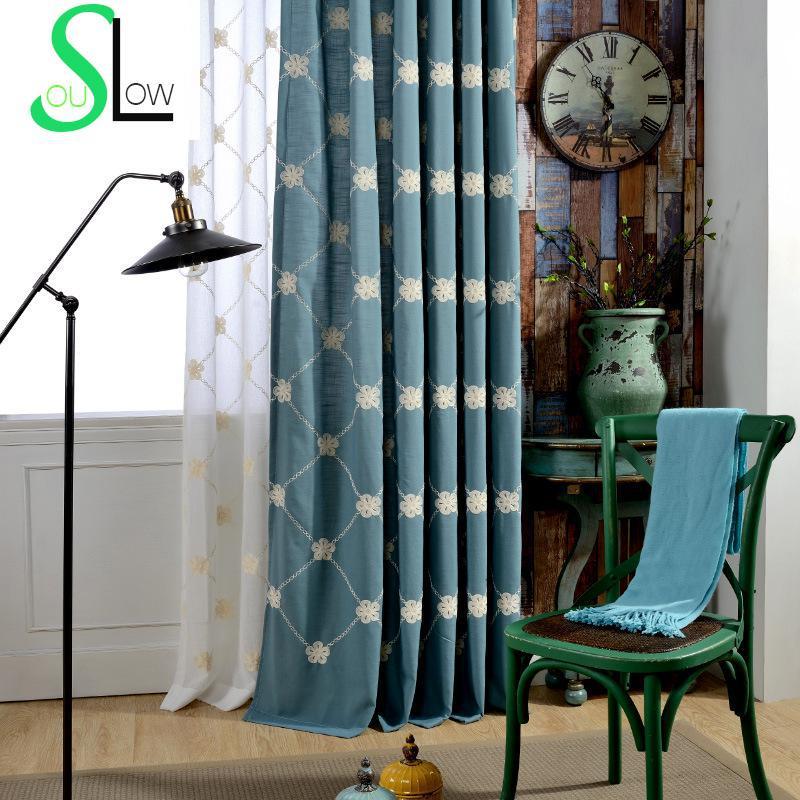 

Korean Garden Cotton Embroidered Curtain Cloth Window Floral French Curtains For Living Room Bedroom Roman