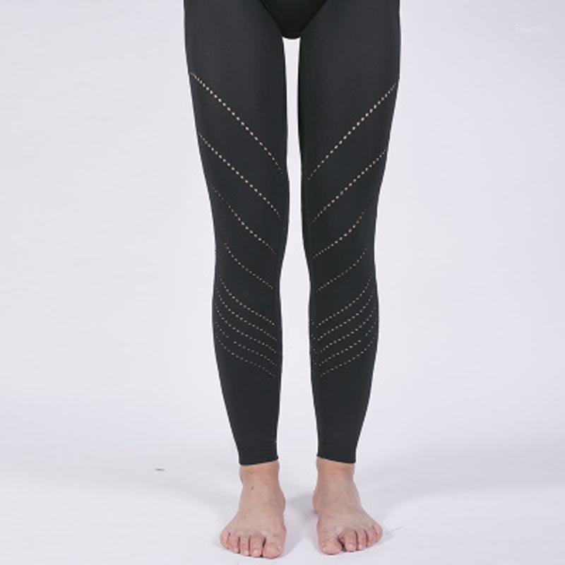 

Yoga Pants Fitness Women High Waist Elastic Sport Leggings Workout Hollow out Slim Gym Running Energy Training Trousers KZ911, Black