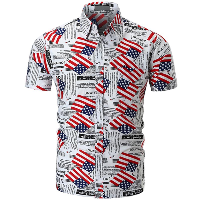 

2020 Summer Fashion New Men's Casual Boutique Short Sleeve Shirt / Men's Slim Square Neck Printed Flower Shirt, Hua se