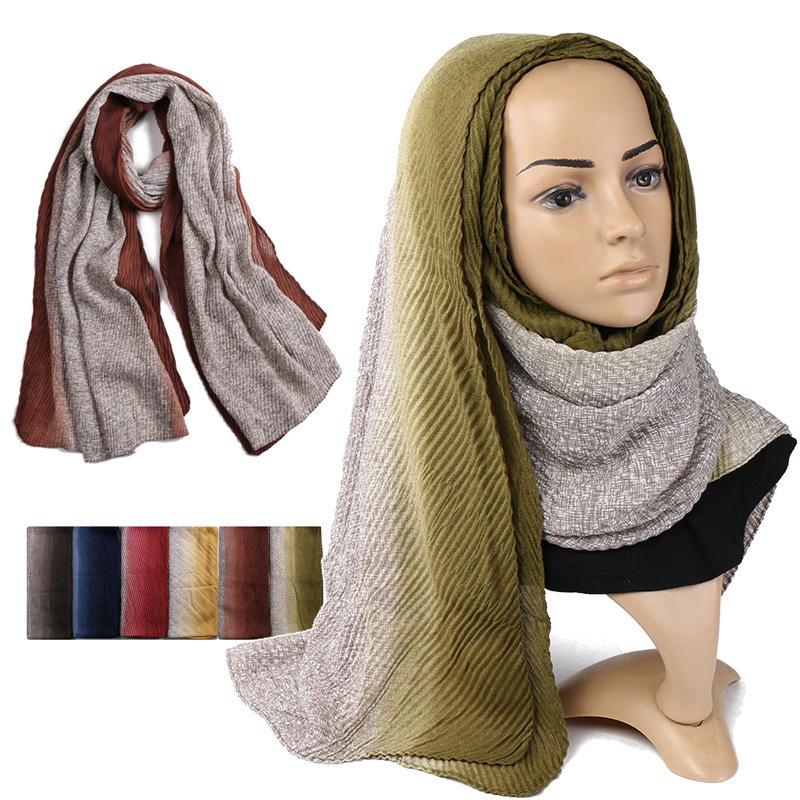 

New Cotton Twill Crushed Scarf Ms Fold Gradient Scarf Shawl Wholesale Vs180 Warm
