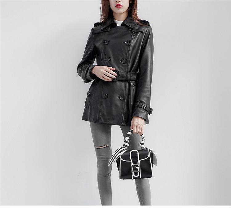 

Free shipping,Women Genuine leather slim jacket.plus size female sheepskin coat Suede,fashion style leather jackets.sales, Black