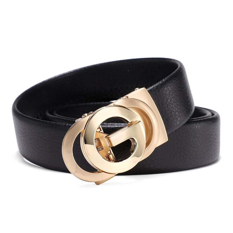 

Luxury Brand G Famous Designer Men Belts High Quality Male Genuine Leather Strap Business Casual Automatic Buckle Belt, Gold