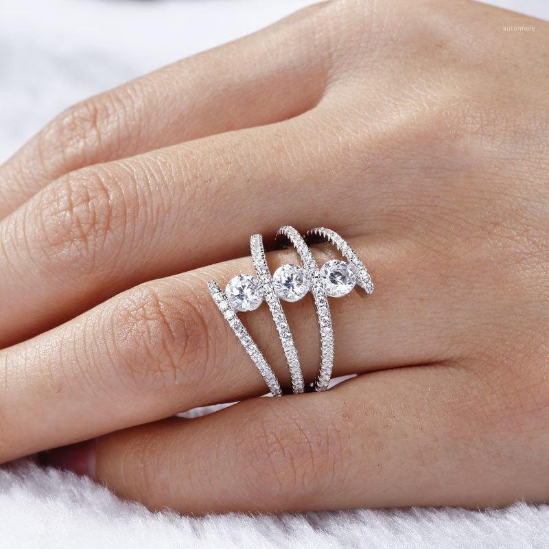 

Double FairTrendy Rings For Women Hollow Out Cross 3 PCS Cubic Zirconia Silver Color Anniversary Gift Fashion Jewelry KCR2661