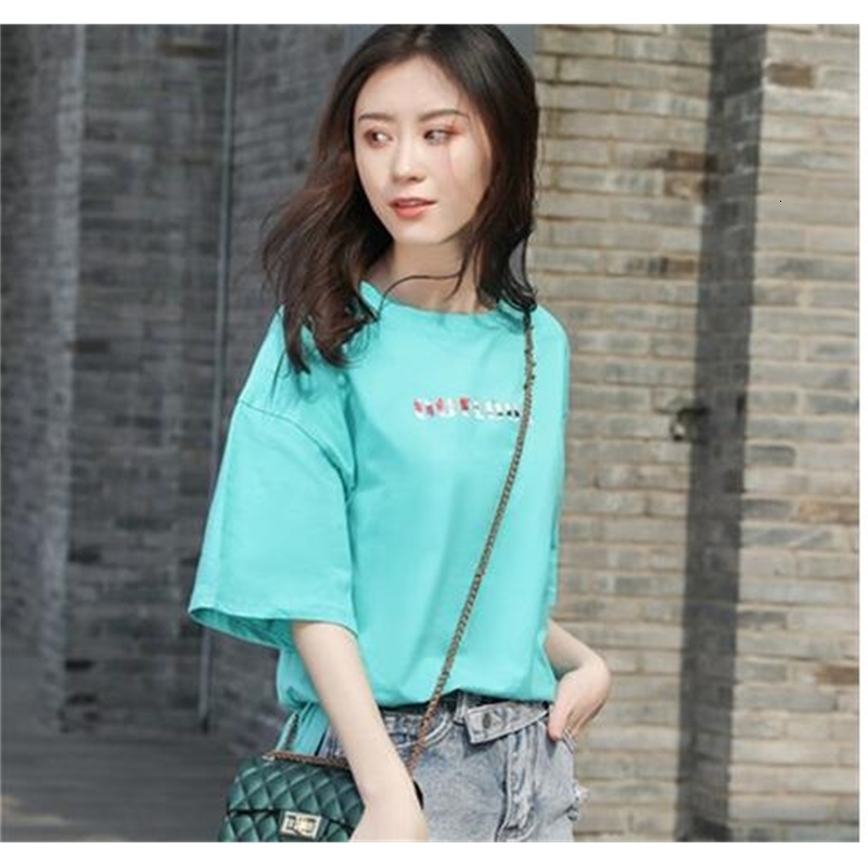 

New Women's t Shirt Summer Cotton Material O- Neck Tops Clothing Lq201f 6w7b, 1bl