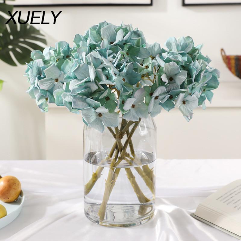 

Artificial Hydrangea Vintage Silk Flowers Bridal Bouquet Home Garden Party Wedding Decoration Christmas, Blue
