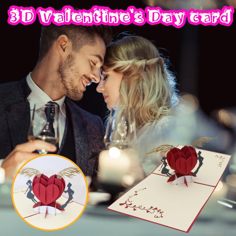 

3D Popped Heart Valentine's day romantic greeting card Greeting Cards With Envelope Laser Cut Post Card For Party Wedding Decor