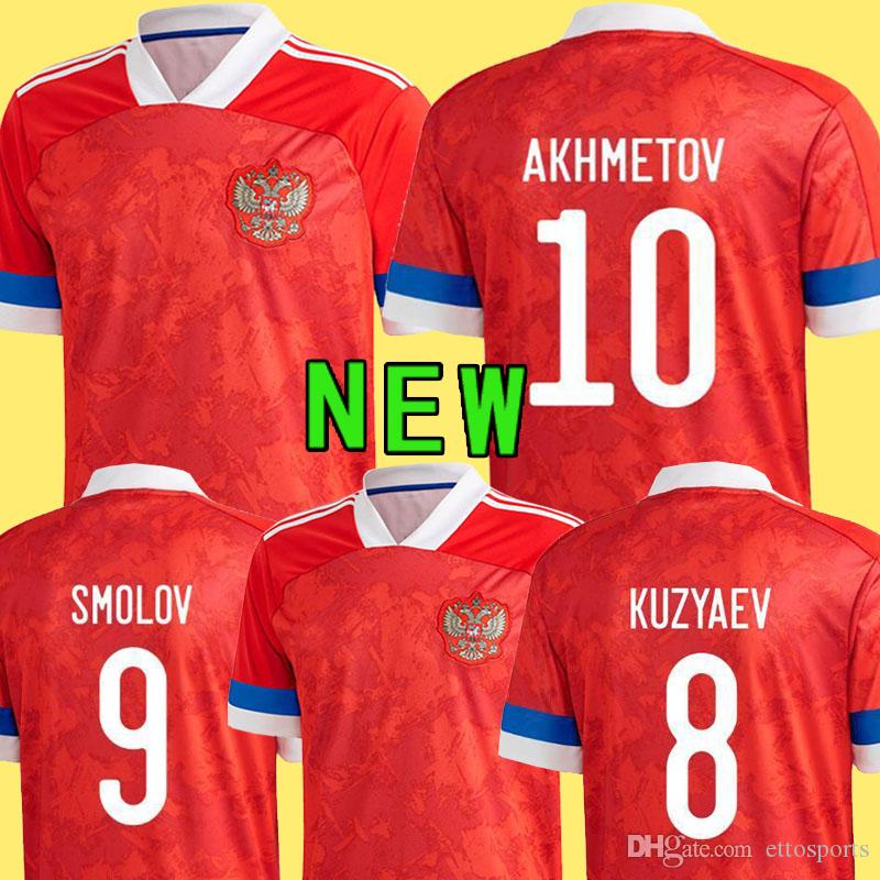 

2020/21 Russian Soccer Jerseys national team uniforms OZDOEV DZYUBA GOLOVIN football jersey Russia FERNANDES KUZYAEV ZOBNIN soccer shirts, Red
