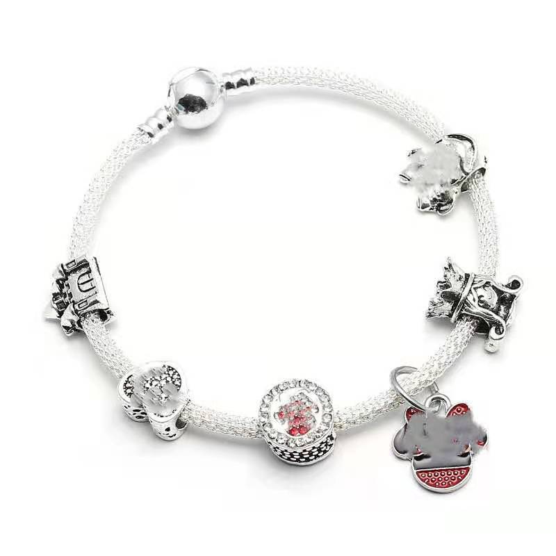 

new style Charm Bracelet 925 Silver Charm beads Bangle Accessories as Gift for kids Diy Jewelry, Golden;silver