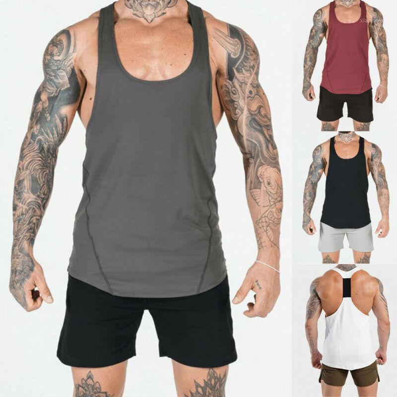 

2020 New Summer GYM Sport Tank Tops Men Cotton Running Vest Sleeveless Sportwear T Shirt Fitness Top Bodybuilding Male Tank Tops1, Black