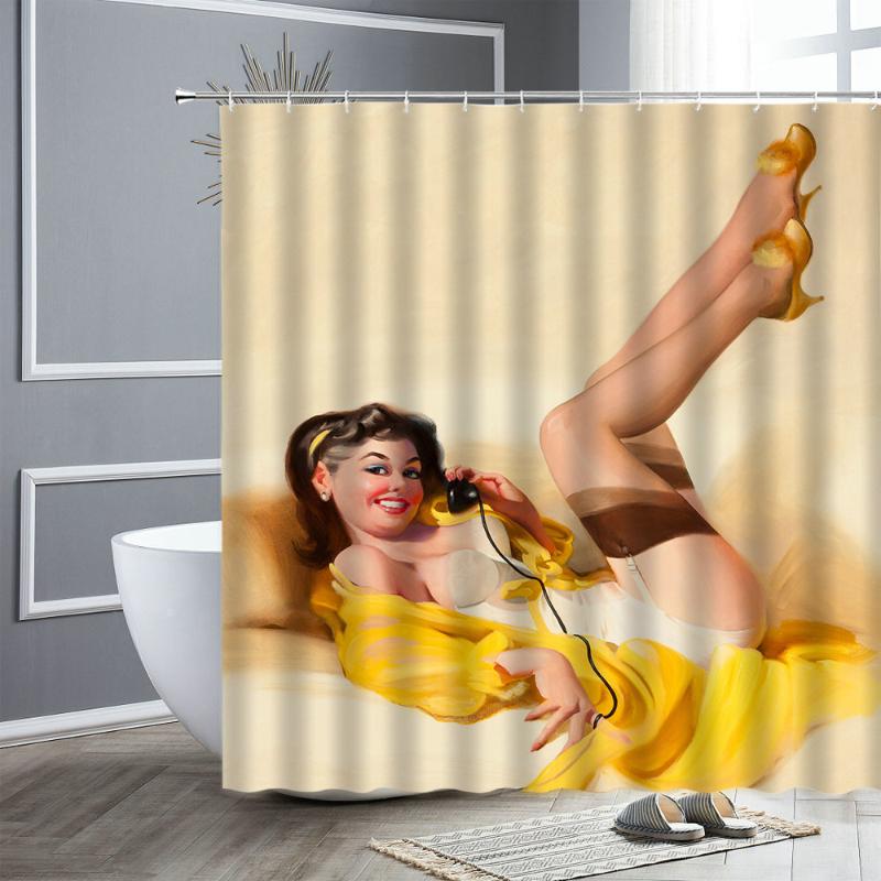 

Shower Curtains American Sexy Girl Curtain Personality Pattern Bathroom Waterproof Polyester Fabric Bath Screen Bathtub Decor