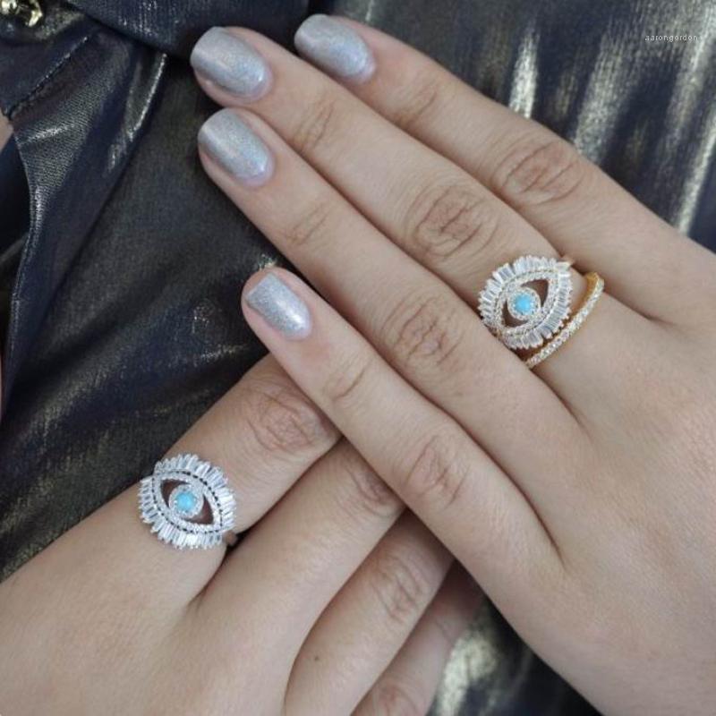 

Wedding Rings Turkey Evil Eye Ring Jewelry Fashion Lucky Gold Hamsa Finger Cz Charm Women Delicate Lady Gifts Turkish Designer1