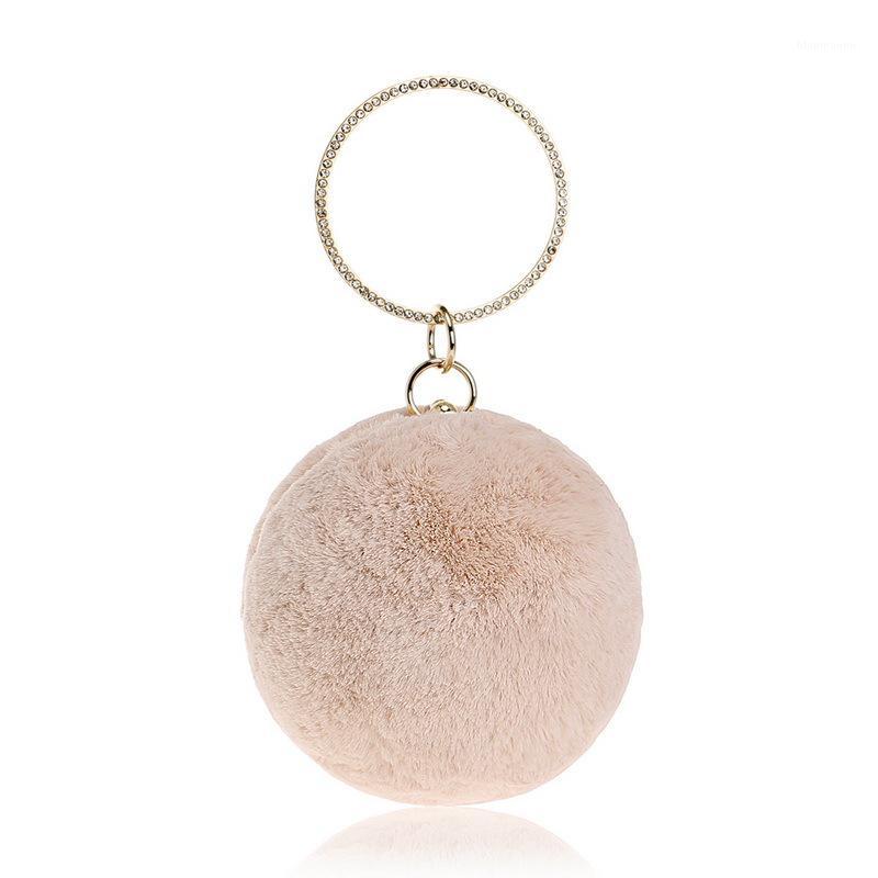 

Handheld makeup bag, ladies' fashionable spherical makeup bag, banquet fur evening dress evening banquet bag.1