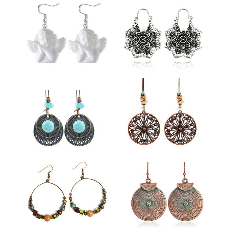 

1Pair Earrings Bead Jewelry Bohemian Hoop Earrings Women Circle Earing Women Hoop Party Wedding