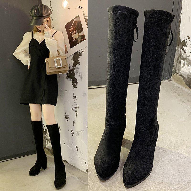 

Shoes Women Boots High Heels Platform Lace Up Boots-Women Winter Footwear Stiletto Rubber Ladies Pointy 2020 Autumn