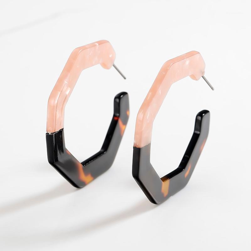 

Hoop Earrings for Women Acrylic Resin Leopard Stitching Polygon Geometric Earrings Hoops Vintage Jewelry Pendientes De Aro Mujer1