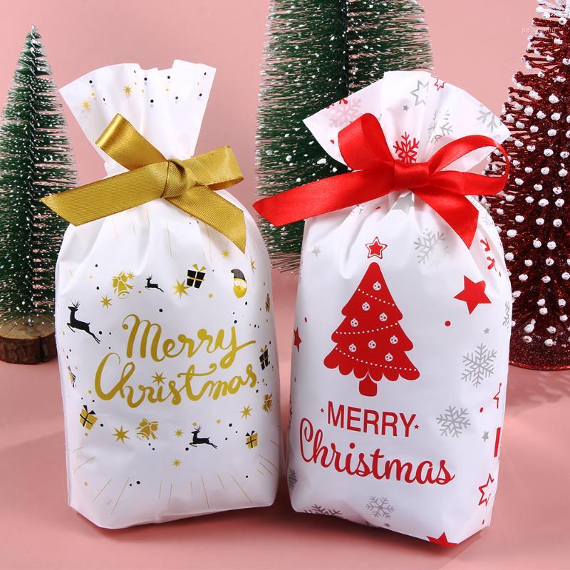 

5 PCs/pack Merry Christmas Gift Bag Cookie Candy Bag Xmas Tree Crisp Handmade Soap Drawstring Packing1