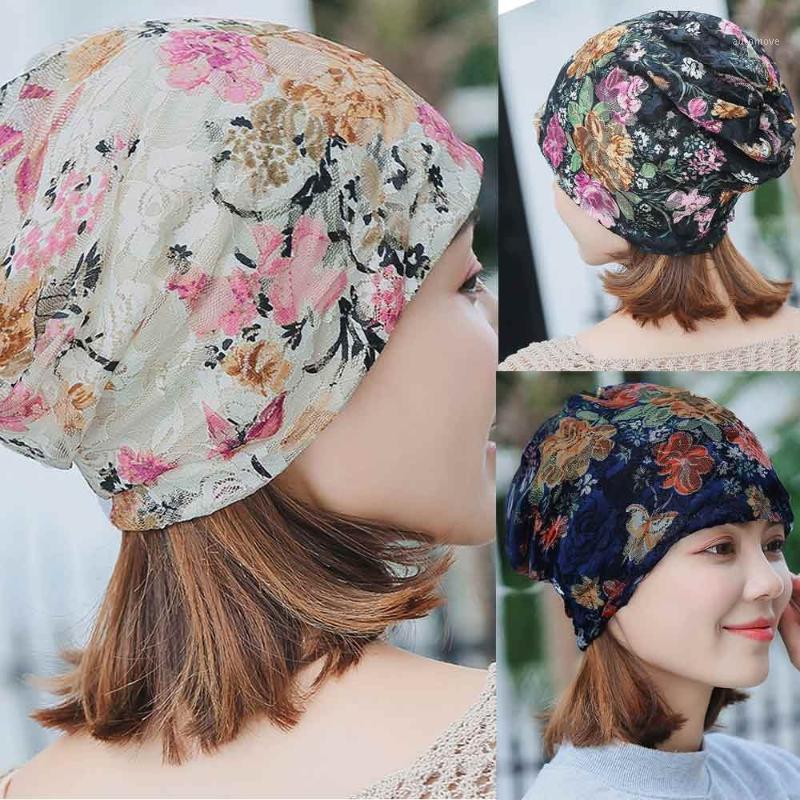 

Women India Muslim Stretch Turban Hat Lace Hair Print Loss Head Scarf Wrap New Fashion Creative Kawaii designer happy Funny hat1, Black
